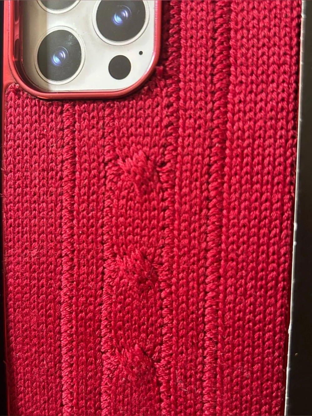 New iPhone 14 Pro Max Red Burgundy Sweater Knit Phone Case